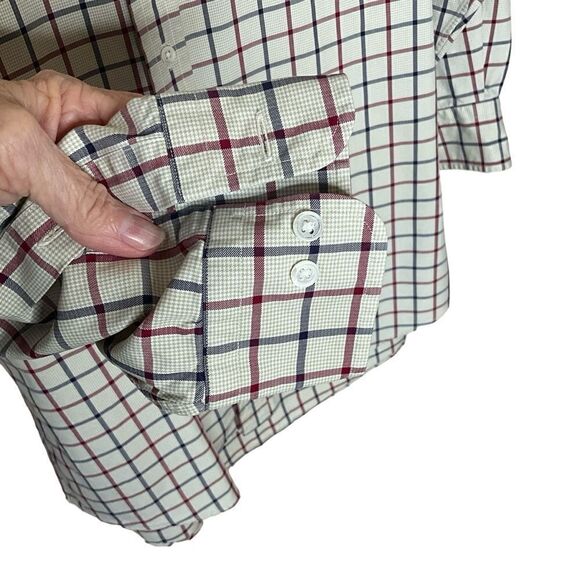 Faconnable Men's Classic Fit Dress Shirt Size 16.5 Long Sleeve Plaid Made in USA - Picture 5 of 11